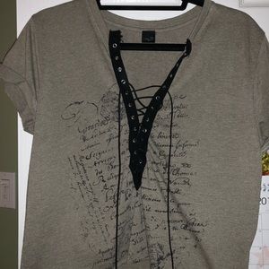 Army Green Lace-Up T-shirt